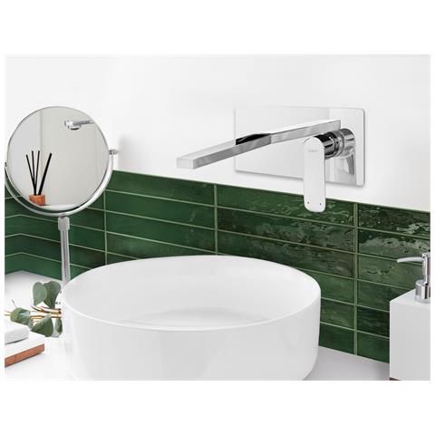 Rubinetto Miscelatore Da Parete Per Lavabo Dichato Ottone Argento - Foto 1