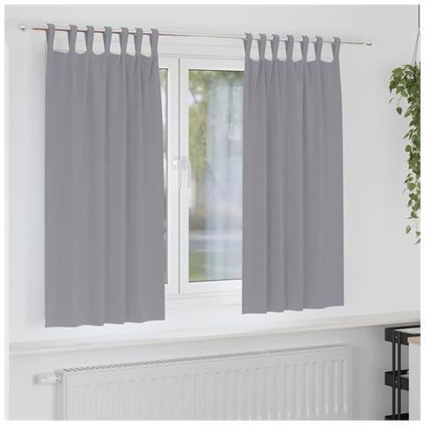 Tende con tende 2 pcs Grigio chiaro 175x140cm Poliestere - Foto 2