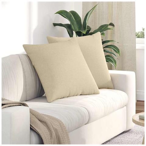 Cuscini da Divano 2 pcs Crema 80 x 80 cm Tessuto - Foto 2