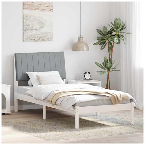 Struttura del letto Bianco 90 x 190 cm Pino massello - Foto 2