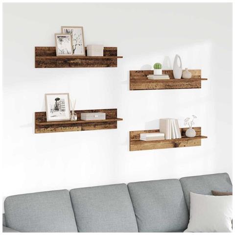 Scaffali da parete 4 pcs Legno vecchio 80 x 11,5 x 18 cm - Foto 2