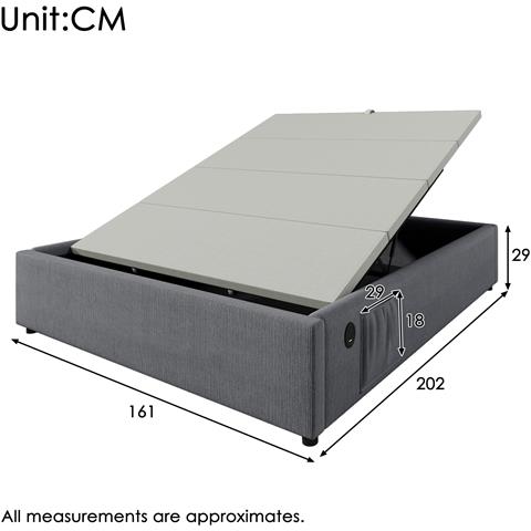 Letto Matrimoniale In Cotone Grigio Con Usb E Contenitore Idraulico - Foto 2