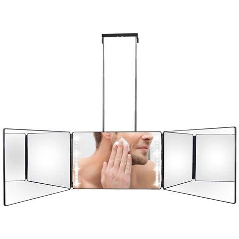 Specchio Per Trucco Trifold Con Luce Led Nera E Luminosità Regolabile - Foto 1