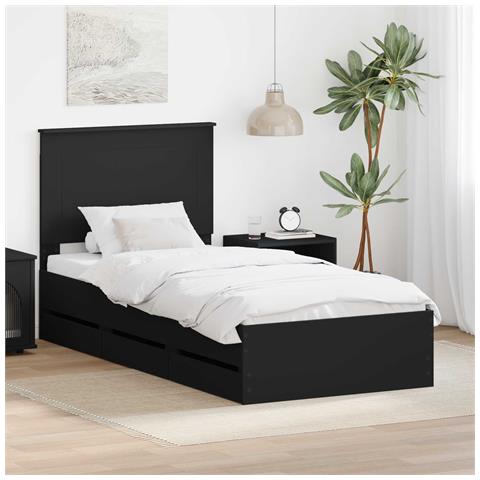 Struttura del letto Nero 90 x 200 cm Legno Ingegnerizzato - Foto 2