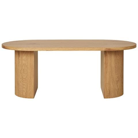Tavolino Da Salotto Boavista Naturale Con Doppia Base Cilindrica 120x60 Cm - Foto 1