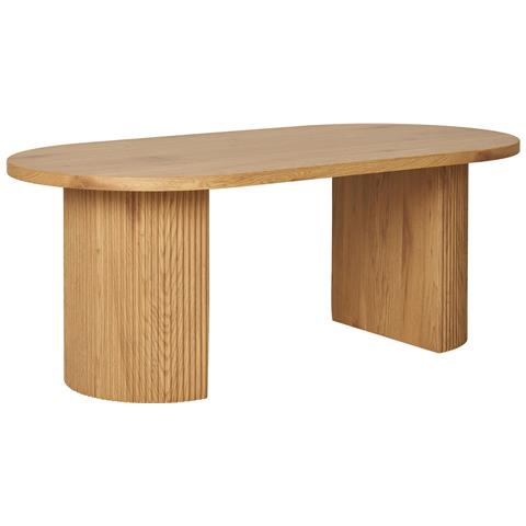 Tavolino Da Salotto Boavista Naturale Con Doppia Base Cilindrica 120x60 Cm - Foto 2