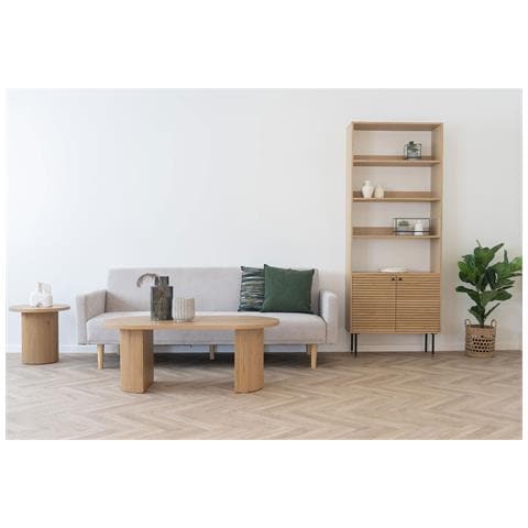 Tavolino Da Salotto Boavista Naturale Con Doppia Base Cilindrica 120x60 Cm - Foto 6