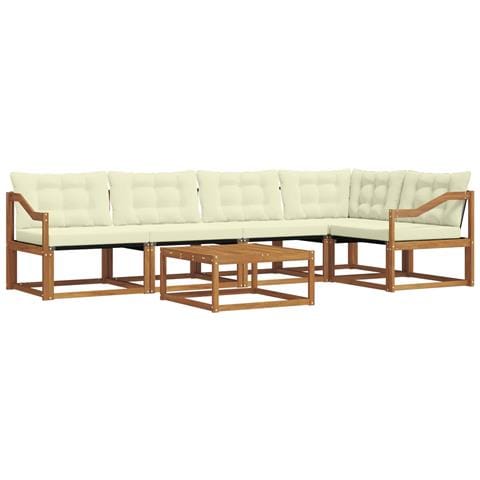 Set di divani da esterno con cuscino 6 pcs Naturale e Crema - Foto 1