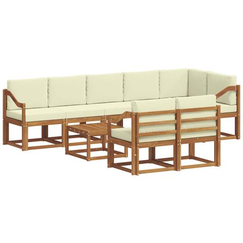 Set di divani da esterno con cuscino 9 pcs Naturale e Crema - Foto 1