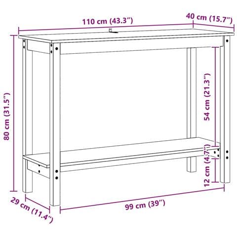 Tavolo consolle con lo scaffale Marrone Cera 110 x 40 x 80 cm - Foto 7