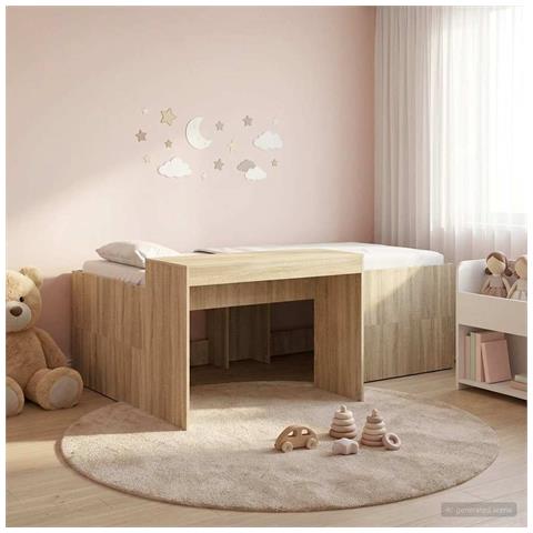Letto alto per bambini con scrivania Rovere Sonoma - Foto 2