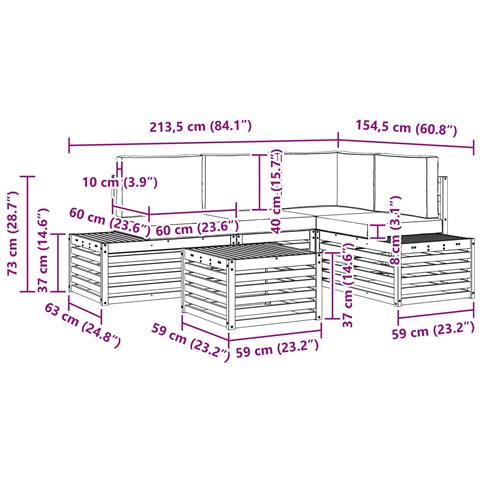 Set di divani da esterno Bianco 59 x 59 x 37 cm Poliestere - Foto 9