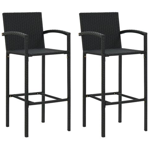 Sgabelli da Bar 2 pz in Polyrattan Nero - Foto 1