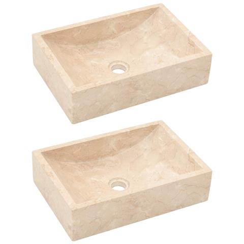 Mobile Vanità Bagno e Lavandini Marmo Crema Legno Massello Teak - Foto 9