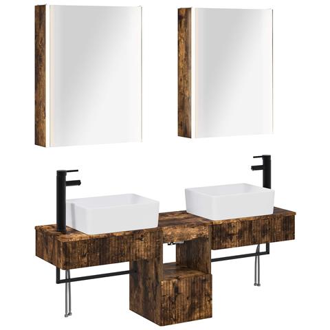 Set di Armadi da Bagno 5 pcs Rovere Fumo 53 x 15,5 x 70 cm - Foto 1