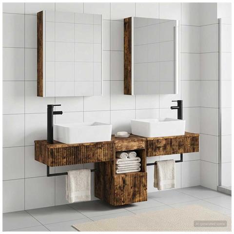 Set di Armadi da Bagno 5 pcs Rovere Fumo 53 x 15,5 x 70 cm - Foto 2