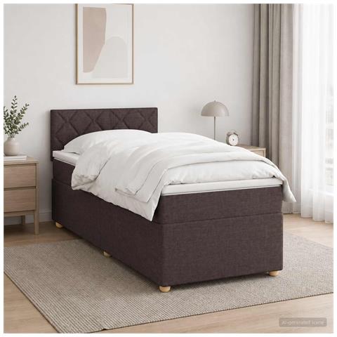 Letto box spring con materasso Marrone Scuro 90 x 200 cm - Foto 2