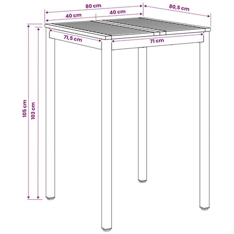 Tavolo Bar da Giardino Naturale e Caffè 80 x 80,5 x 105 cm - Foto 8