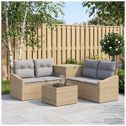 Set di divani 6 pz Beige e Grigio Chiaro - Foto 2