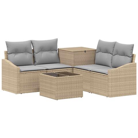Set di divani 6 pz Beige e Grigio Chiaro - Foto 1