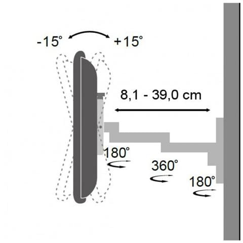 ICA-LCD 104BK - Supporto a muro per TV LED LCD 13-30'' inclinabile 3 snodi nero - Foto 2