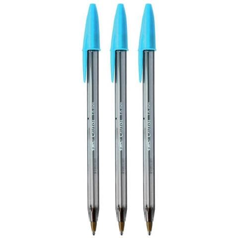 Set 3 Penne A Sfera Bic Cristal Fun Inchiostro Celeste Medium Punta 1,6 Mm - Foto 1