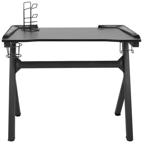 Scrivania da Gaming con LED e Gambe a Y Nera 90x60x75 cm - Foto 2
