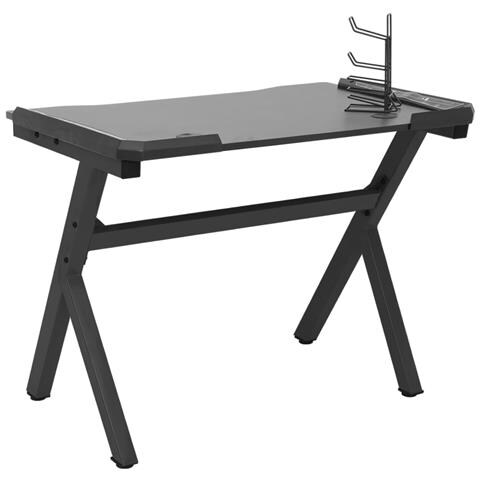 Scrivania da Gaming con LED e Gambe a Y Nera 90x60x75 cm - Foto 8