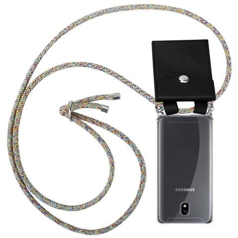 Catena Di Telefoni Cellulari Compatibile Con Samsung Galaxy J7 2018 In Rainbow - Coperchio Protettivo In Silicone Con Anelli D'argento, Cinturino In Corda E Custodia Staccabile - Foto 1