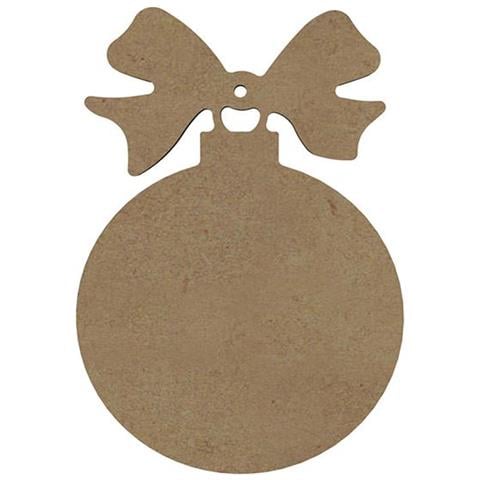 Palla Di Natale In Legno Mdf Con Fiocco Per Decorare - 16 X 11 Cm - Foto 1