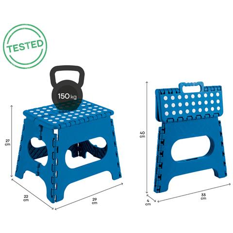Tb-027-a Sgabello Pieghevole Multiuso, 27 Cm Di Altezza, Blu - Foto 2