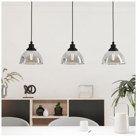 Lampadario Moderno Beleser 3 Luci Acciaio Nero - Foto 1