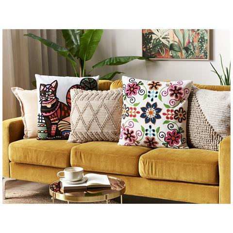 Set Di 2 Cuscini Bahraich Cotone 50 X 50 Cm Multicolore Trama Floreale - Foto 1