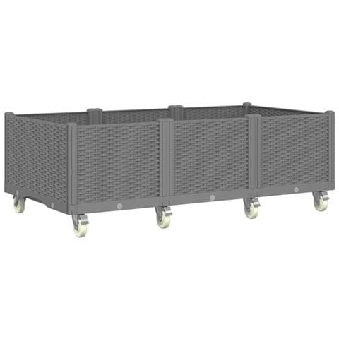 Fioriera Da Giardino Con Ruote Grigio Chiaro 150x80x54 Cm In Pp - Foto 1