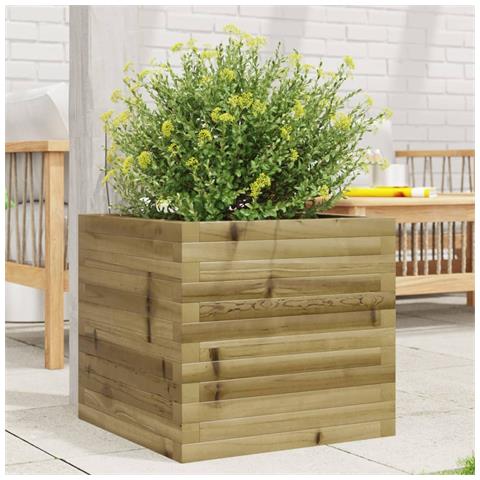 Fioriera Da Giardino 50x50x45,5 Cm In Legno Di Pino Impregnato - Foto 1