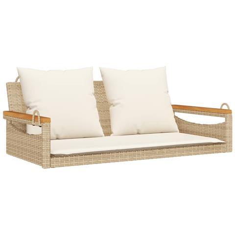 Panchina A Dondolo Con Cuscini Beige 109x62x40 Cm In Polyrattan - Foto 1