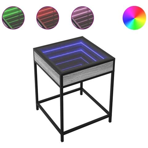 Tavolino Da Salotto Con Led Infinity Grigio Sonoma 40x40x51 Cm - Foto 2