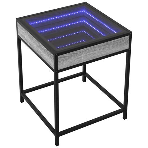 Tavolino Da Salotto Con Led Infinity Grigio Sonoma 40x40x51 Cm - Foto 3