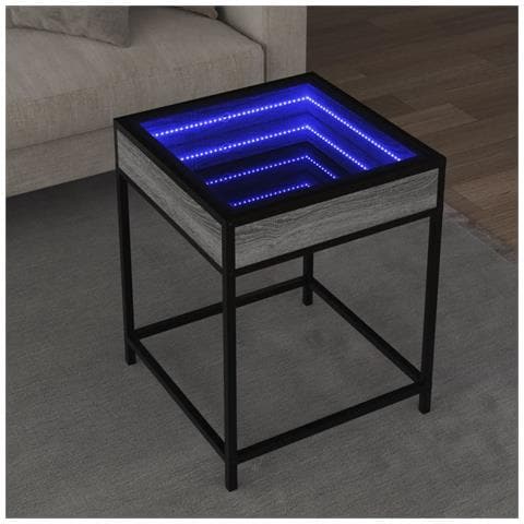 Tavolino Da Salotto Con Led Infinity Grigio Sonoma 40x40x51 Cm - Foto 1