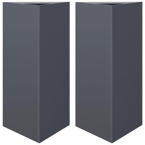 Fioriere 2 Pz Antracite Triangolari 40x34,5x70 Cm In Acciaio - Foto 1