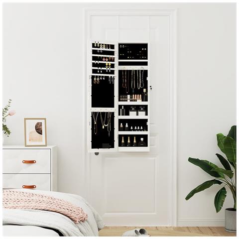 Armadio Portagioie A Specchio Con Luci Led A Parete Bianco - Foto 2