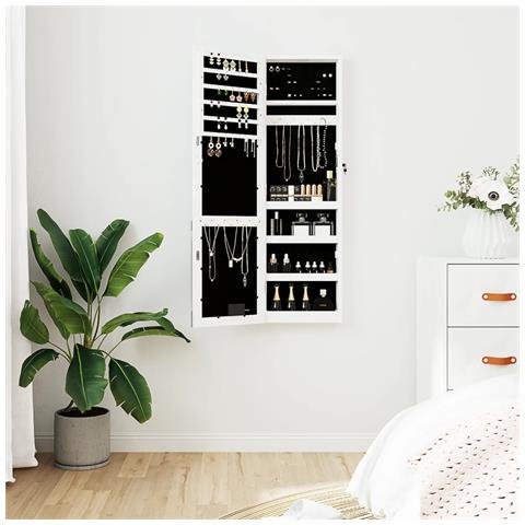 Armadio Portagioie A Specchio Con Luci Led A Parete Bianco - Foto 8