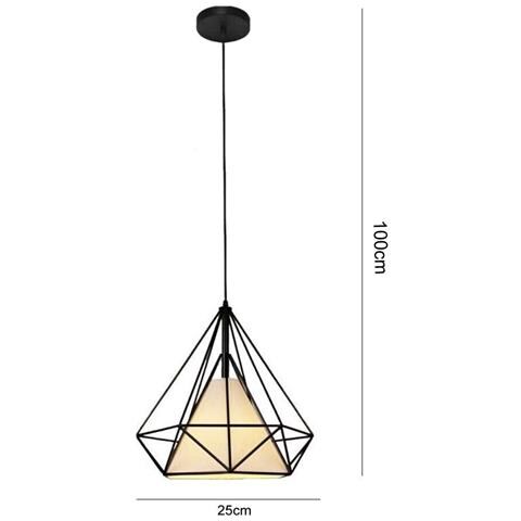 Lampadario Da Soffitto A Sospensione Portalampada E27 Forma Diamante Nero E20-n - Foto 3