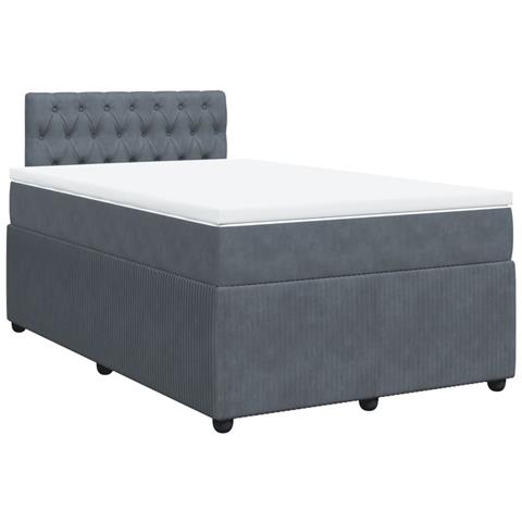 Giroletto A Molle Con Materasso Grigio Scuro 120x190 Cm Velluto - Foto 2