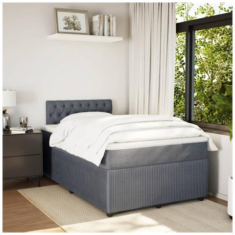 Giroletto A Molle Con Materasso Grigio Scuro 120x190 Cm Velluto - Foto 3