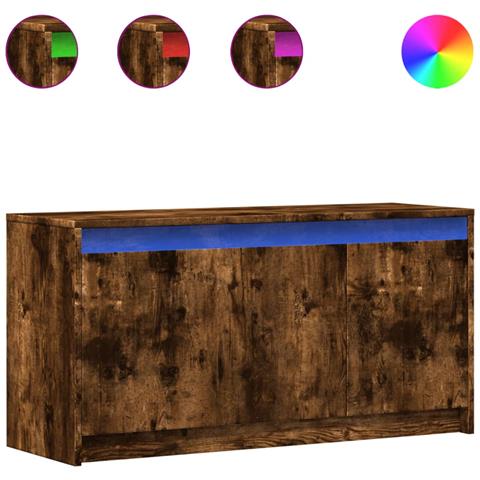 Mobile Porta Tv Con Led Rovere Fumo 100x34x50 Cm In Truciolato - Foto 2