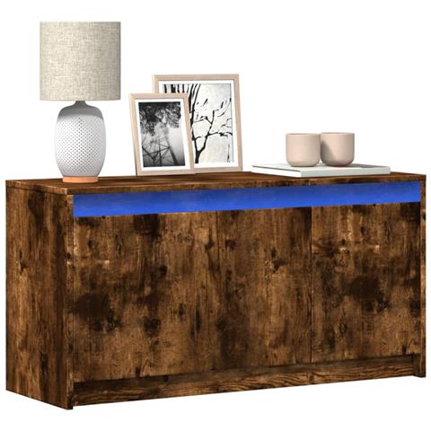 Mobile Porta Tv Con Led Rovere Fumo 100x34x50 Cm In Truciolato - Foto 1