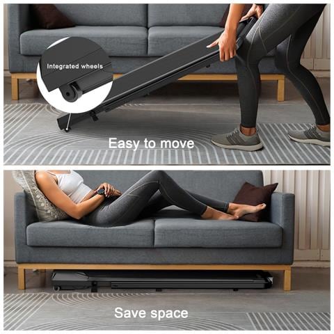 Tapis Roulant Pieghevole Tapis Roulant Elettrico Per Casa E Ufficio 1-8 Km/h Con Telecomando Display Lcd E Corrimano Nero - Foto 2