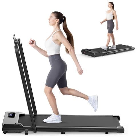 Tapis Roulant Pieghevole Tapis Roulant Elettrico Per Casa E Ufficio 1-8 Km/h Con Telecomando Display Lcd E Corrimano Nero - Foto 1