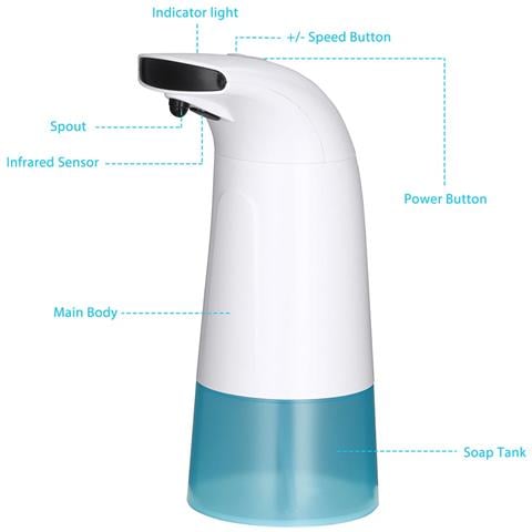 Dispenser Sapone Automatico 270ml Erogatore Gel Sapone Mani Sensore a Infrarossi - Foto 4